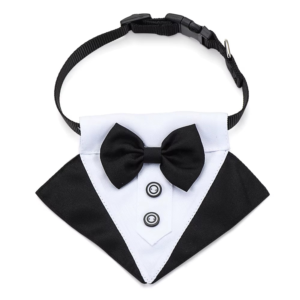 Pet Dog Cat Formal Necktie Tuxedo Bow Tie Black and Red Collar for Dog Cat Pet Accessories Suit for Small Medium Dogs and Cats