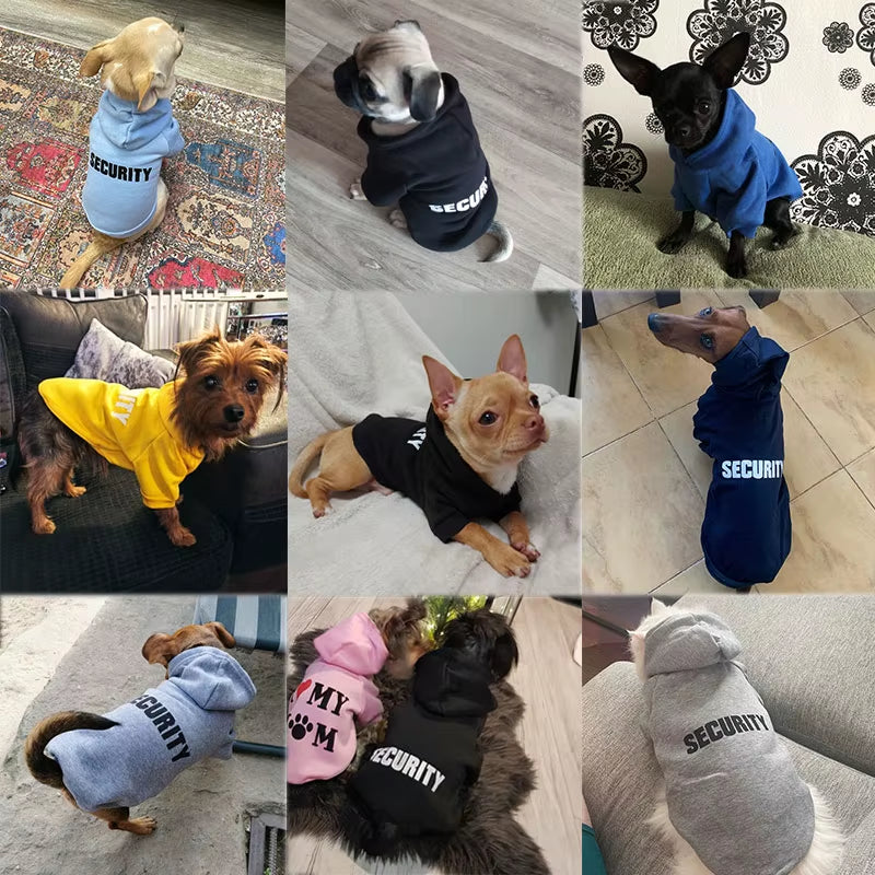 Security Dog Clothes Classic Pet Dog Hoodies Clothes for Small Dog Autumn Coat Jacket for Yorkie Chihuahua Puppy Clothing